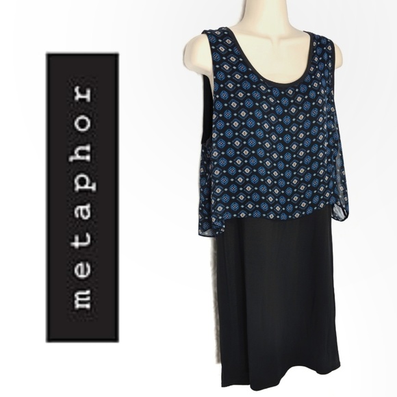 Metaphor Dresses & Skirts - Metaphor Printed Overlay Midi Tank Dress Sz XL